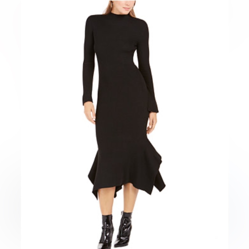 Lucy Paris black sweater handkerchief hem midi dress size large whimsigoth